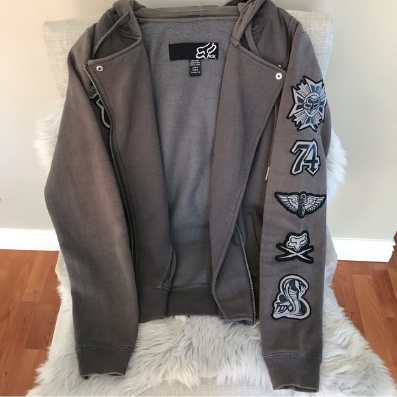 FOX | Grey Patch Zip Up Hoodie - Picture 6 of 12